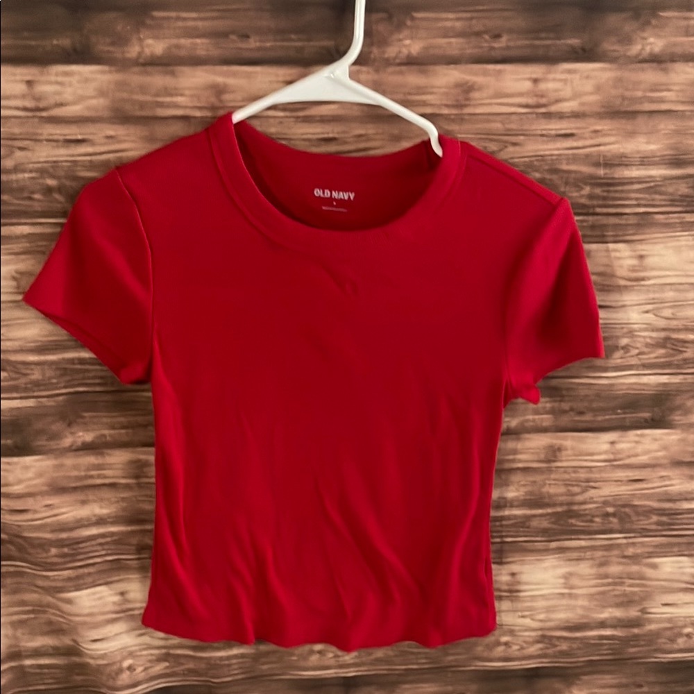 Old Navy Red Cropped Fitted T-Shirt